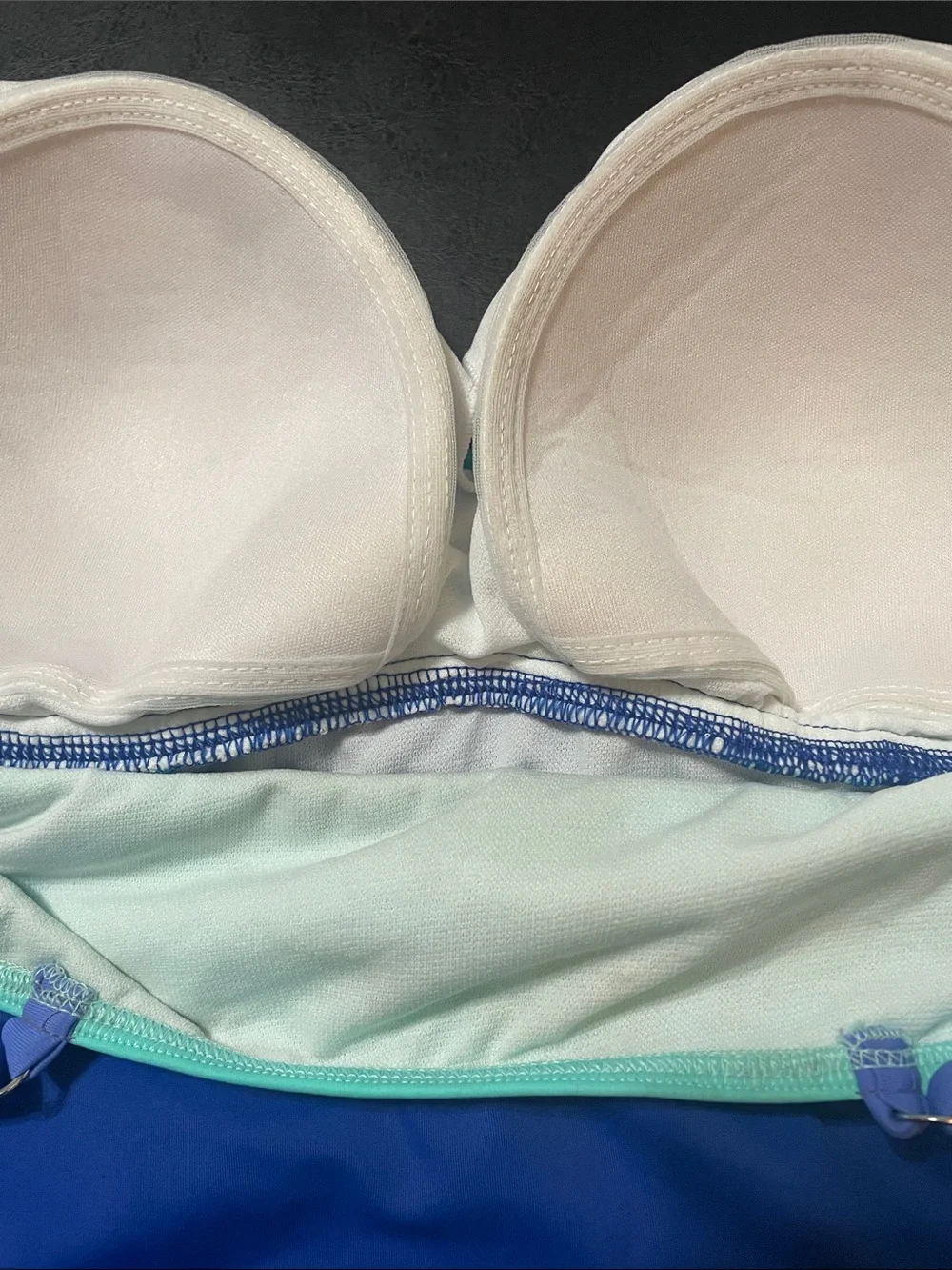 Girls' Colorblock Blue & Mint Swim Top  Sz.16 young girls NWT adjustable straps